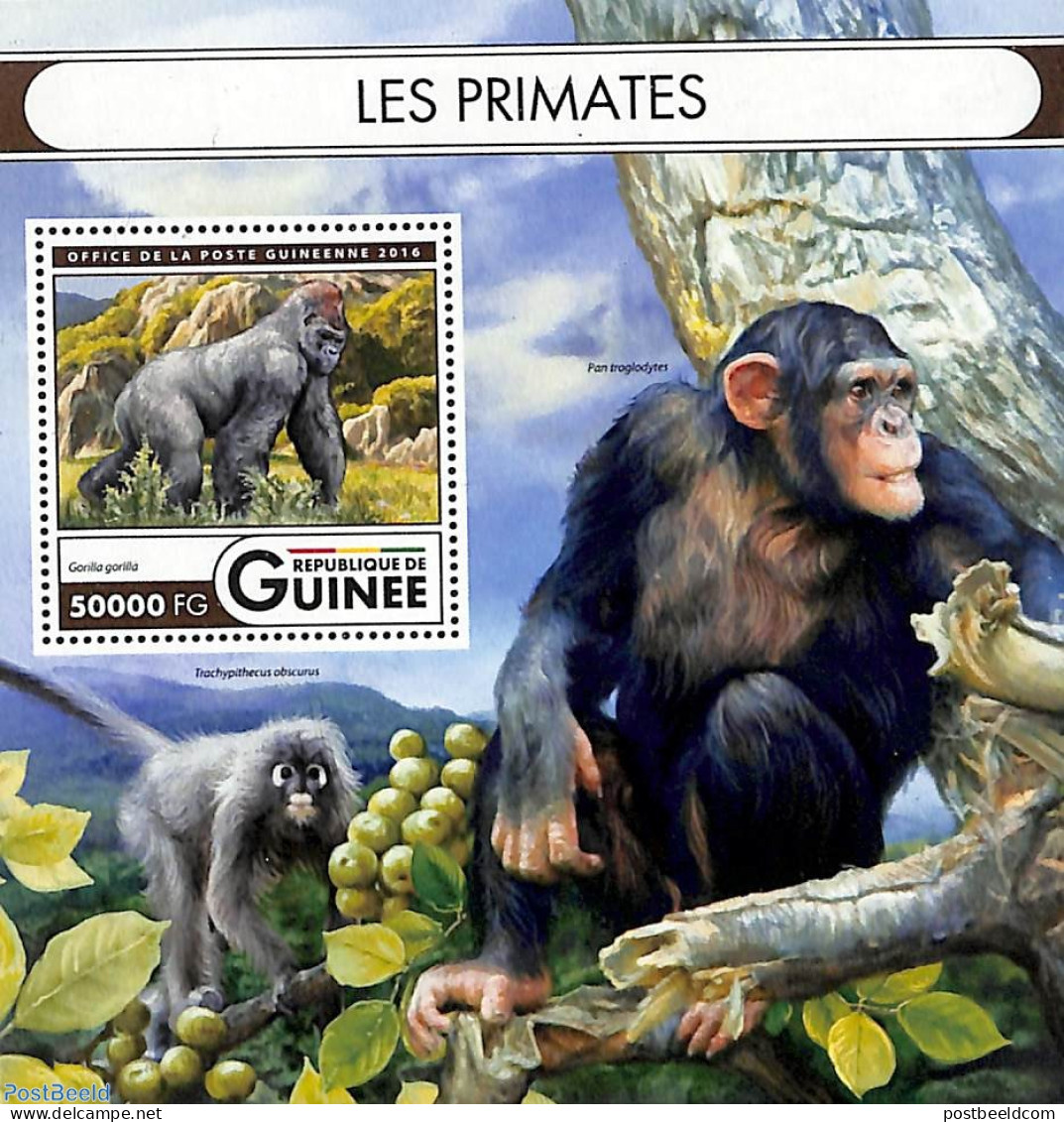 Guinea, Republic 2016 Primates S/s, Mint NH, Nature - Animals (others & Mixed) - Monkeys - Sonstige & Ohne Zuordnung