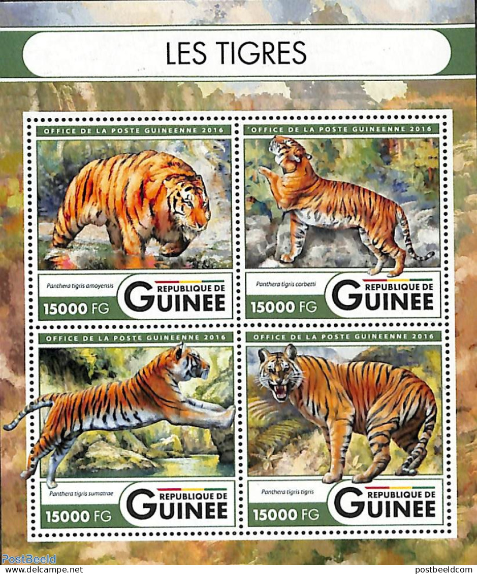 Guinea, Republic 2016 Tigers 4v M/s, Mint NH, Nature - Cat Family - Altri & Non Classificati