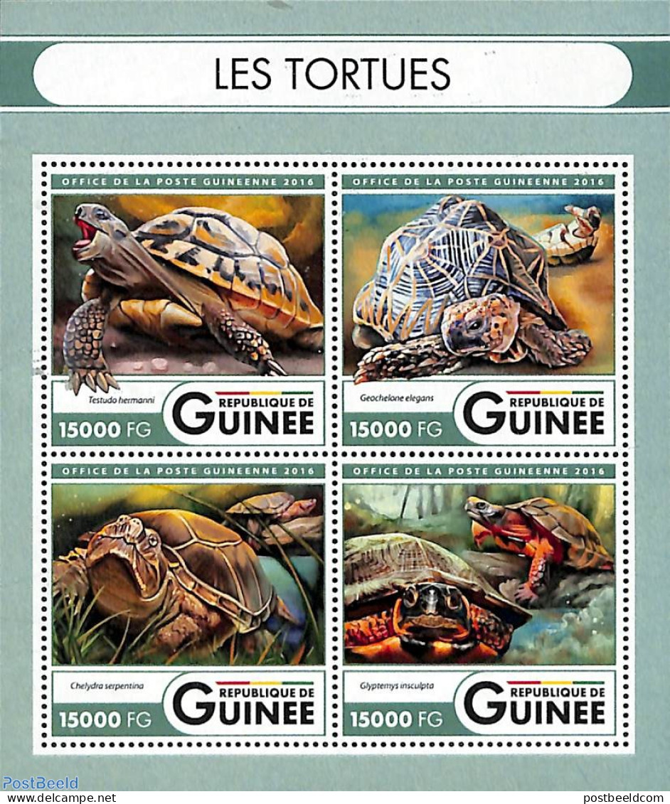 Guinea, Republic 2016 Turtles 4v M/s, Mint NH, Nature - Reptiles - Turtles - Autres & Non Classés