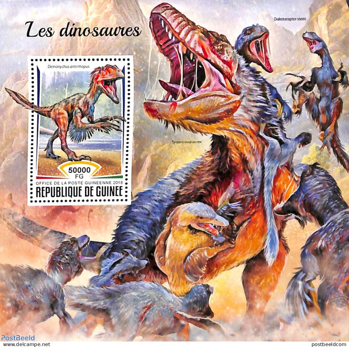 Guinea, Republic 2018 Dinosaurs S/s, Mint NH, Nature - Prehistoric Animals - Préhistoriques