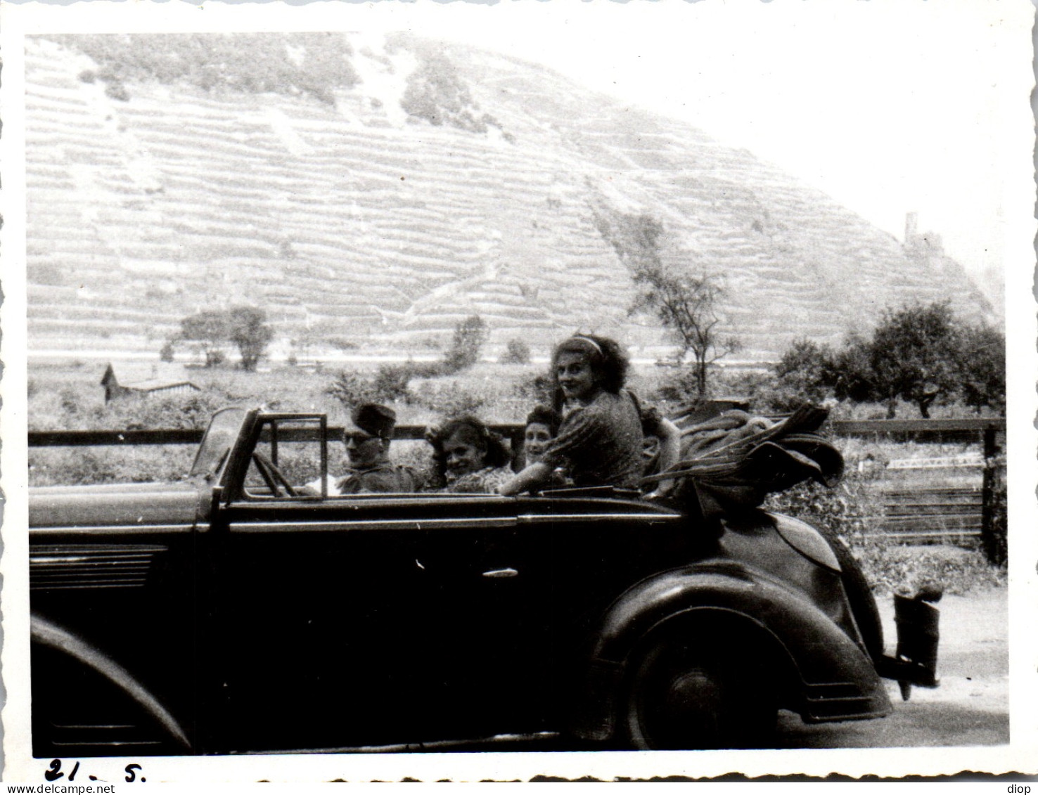 Photographie Photo Vintage Snapshot Amateur Automobile Voiture Cabriolet - Automobile