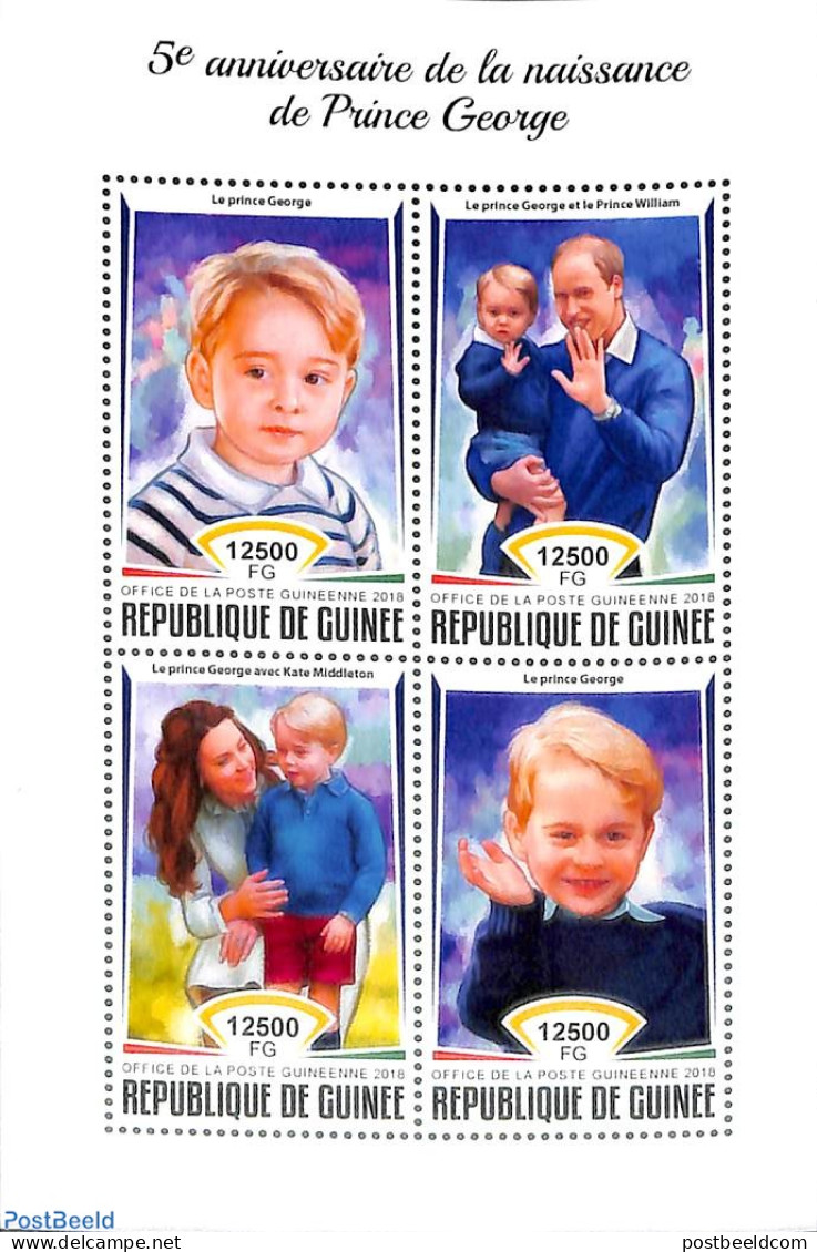 Guinea, Republic 2018 Birth Of Prince George 4v M/s, Mint NH, History - Kings & Queens (Royalty) - Royalties, Royals