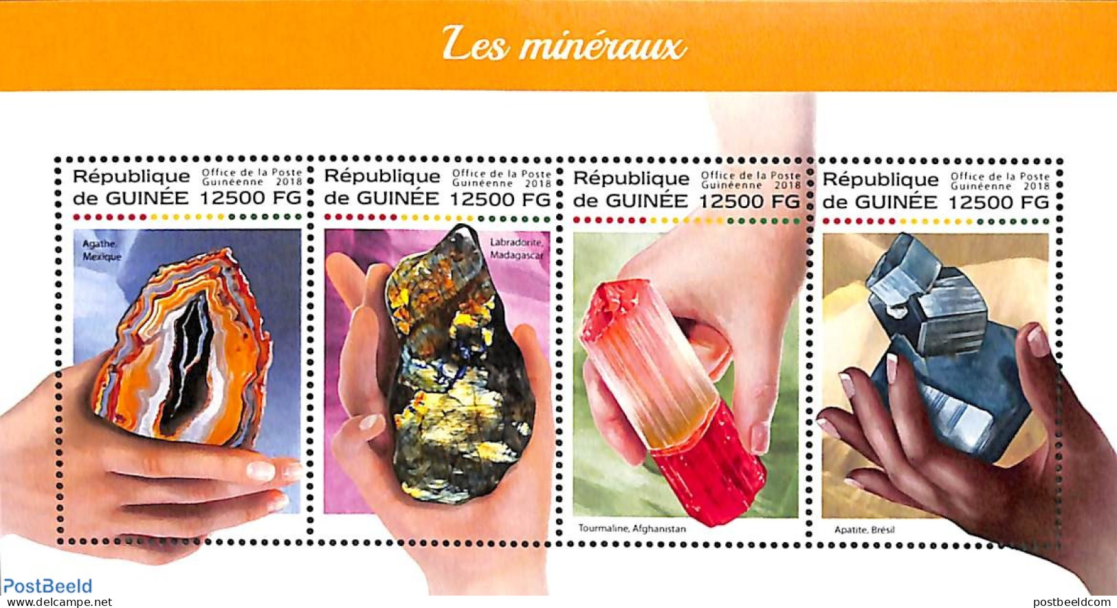Guinea, Republic 2018 Minerals 4v M/s, Mint NH, History - Geology - Andere & Zonder Classificatie