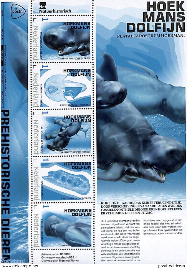 Netherlands - Personal Stamps TNT/PNL 2023 Preh. Animals 5v M/s, Hoekmans Dolfijn, Mint NH, Nature - Prehistoric Anima.. - Préhistoriques