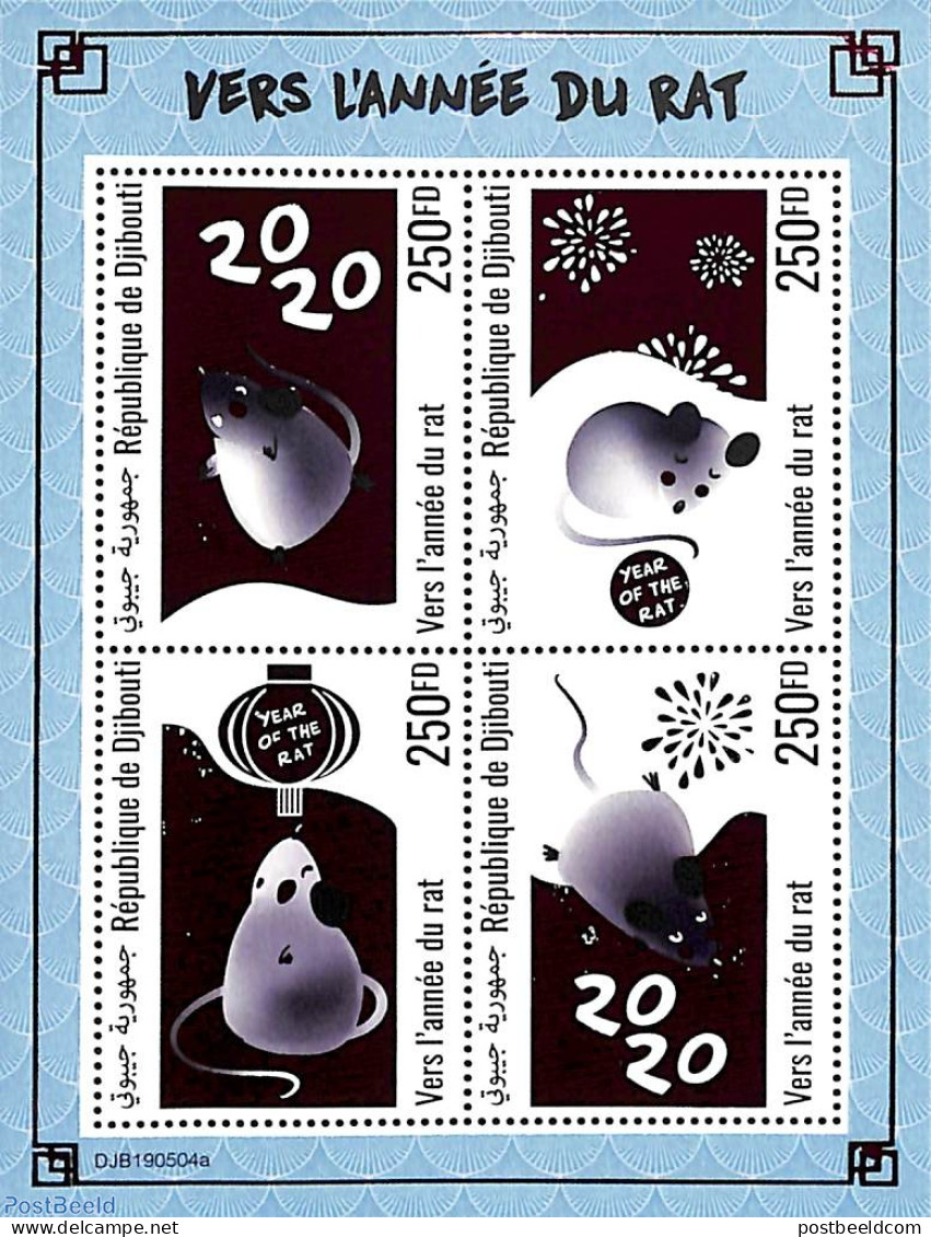 Djibouti 2019 Year Of The Rat 4v M/s, Mint NH, Various - New Year - Nieuwjaar