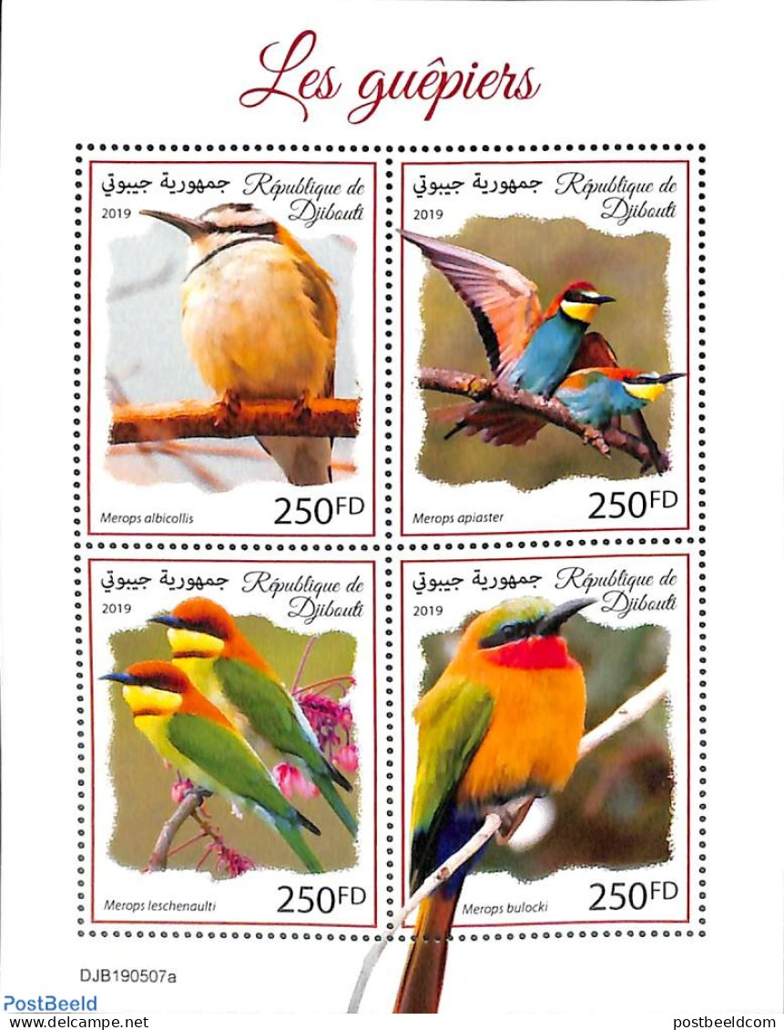 Djibouti 2019 Bee-eaters 4v M/s, Mint NH, Nature - Birds - Dschibuti (1977-...)