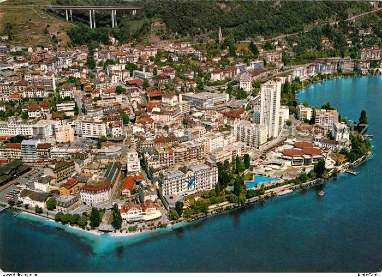 12683919 Montreux VD Vue Generale Aérienne Le Quartier Du Casino La Tour D Ivoir - Sonstige & Ohne Zuordnung