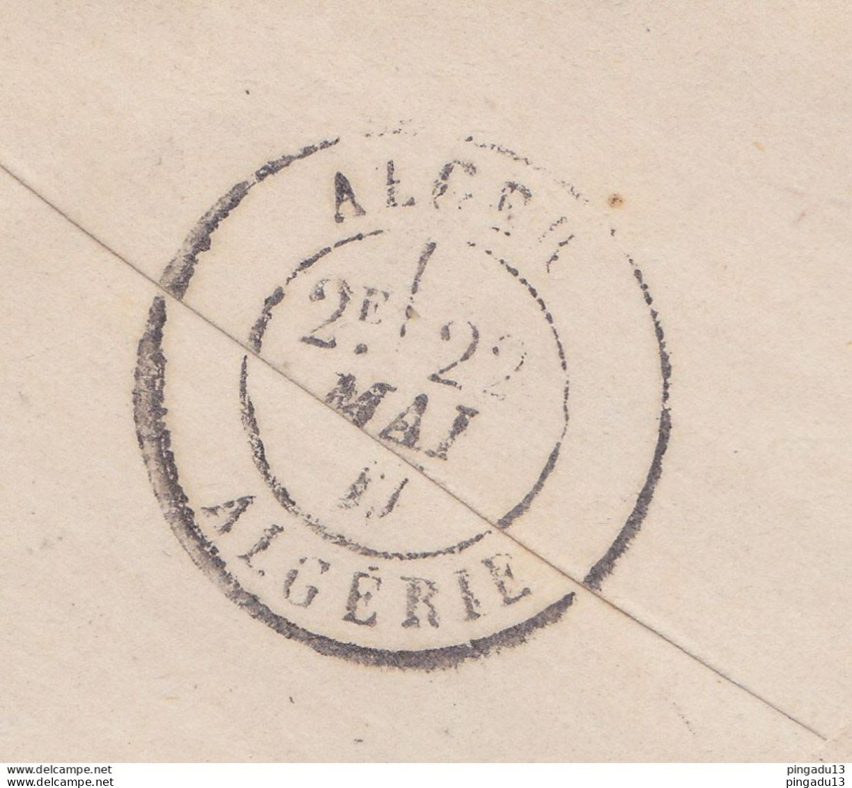 Fixe Algérie Type Sage Oblitération Fort National 21 Mai 1877 Alger 22 Mai 1877 - 1877-1920: Semi Modern Period