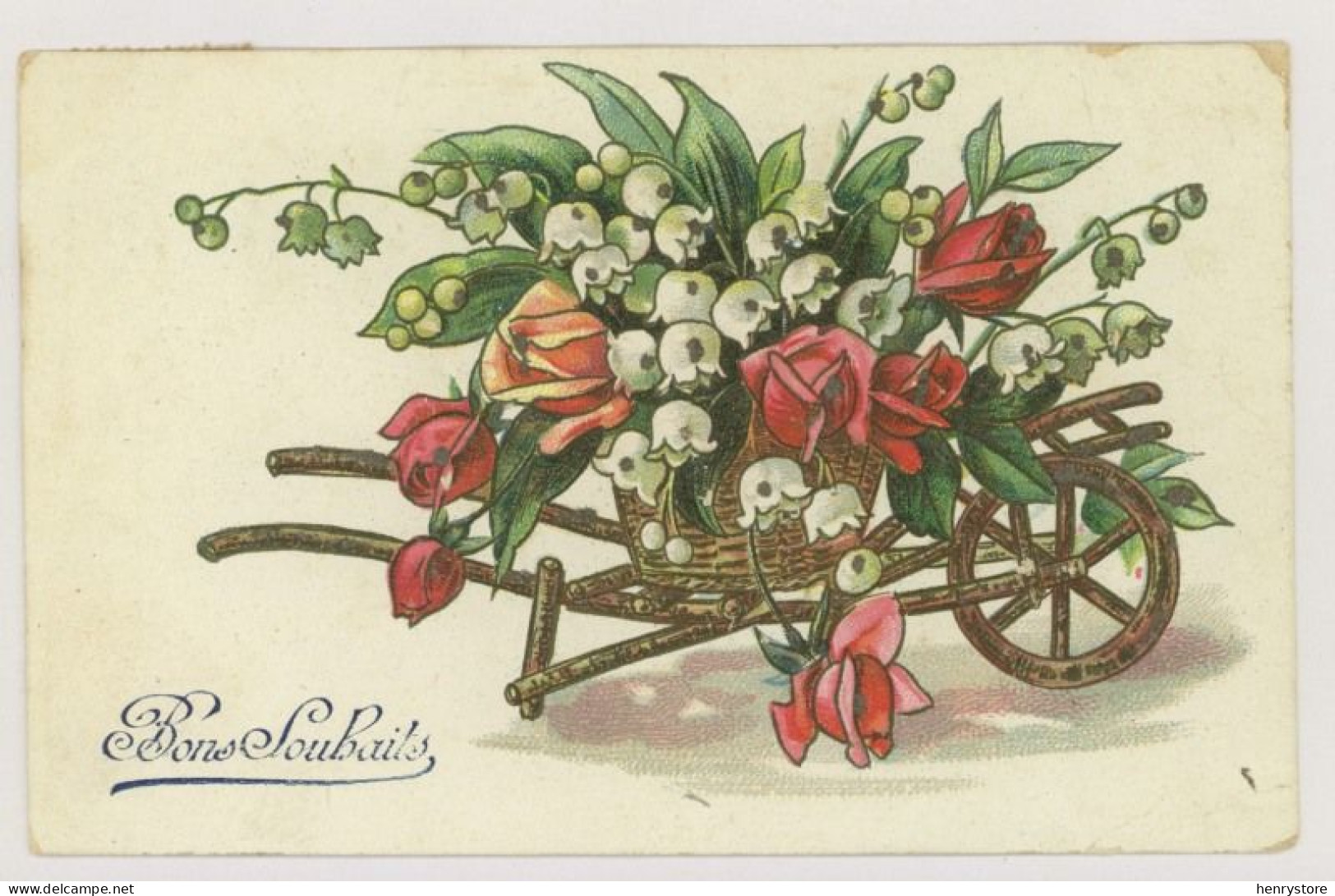 Lot De 16 Cartes De Voeux, Début 1900 - Gaufrées, Celluloïde - Fleurs, Muguet, Hirondelles, Brouette, Roses, Marie - Nouvel An