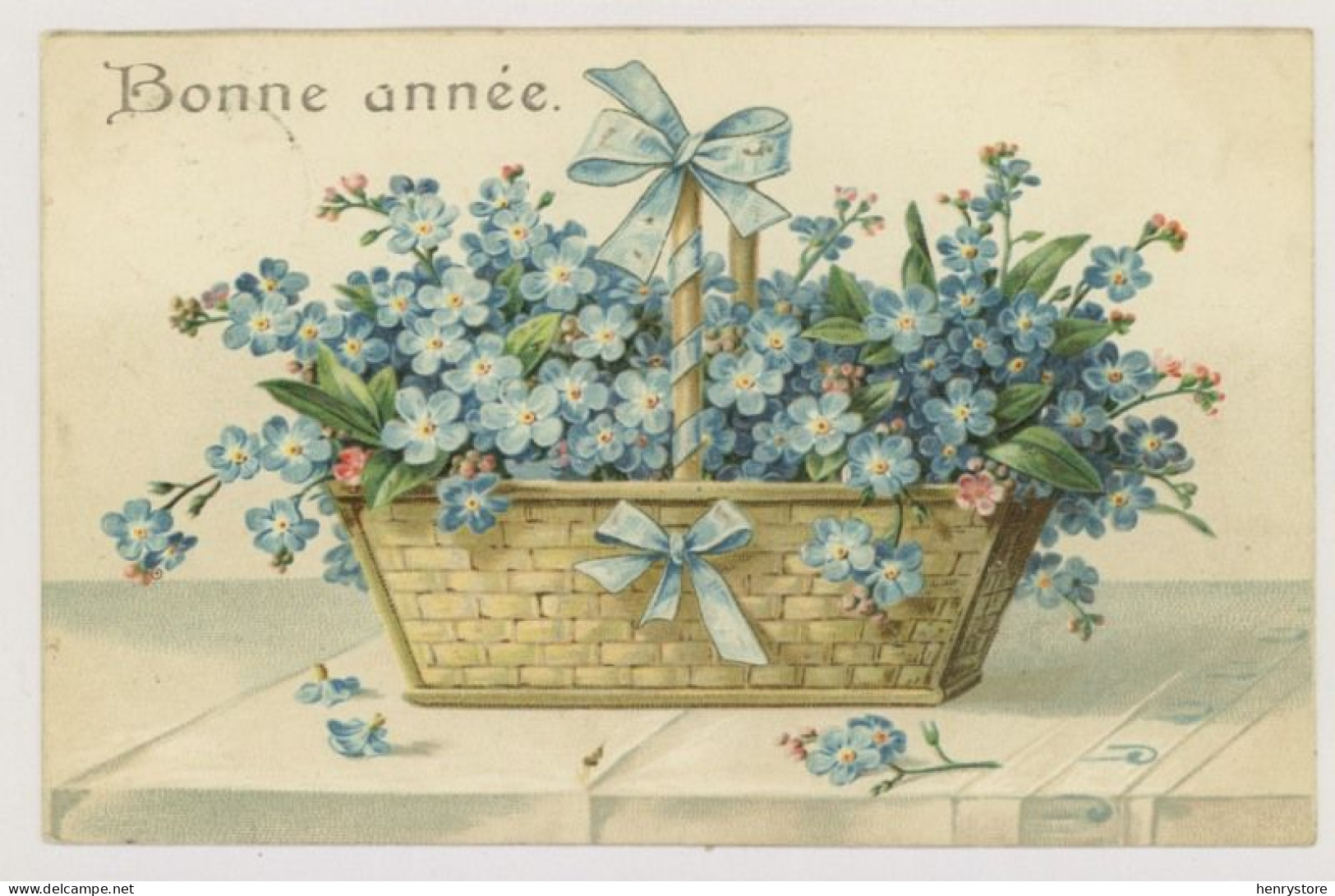 Lot de 16 cartes de voeux, début 1900 - Gaufrées, Celluloïde - Fleurs, Muguet, Hirondelles, Brouette, Roses, Marie