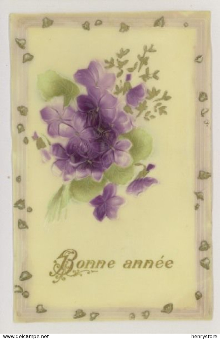 Lot de 16 cartes de voeux, début 1900 - Gaufrées, Celluloïde - Fleurs, Muguet, Hirondelles, Brouette, Roses, Marie