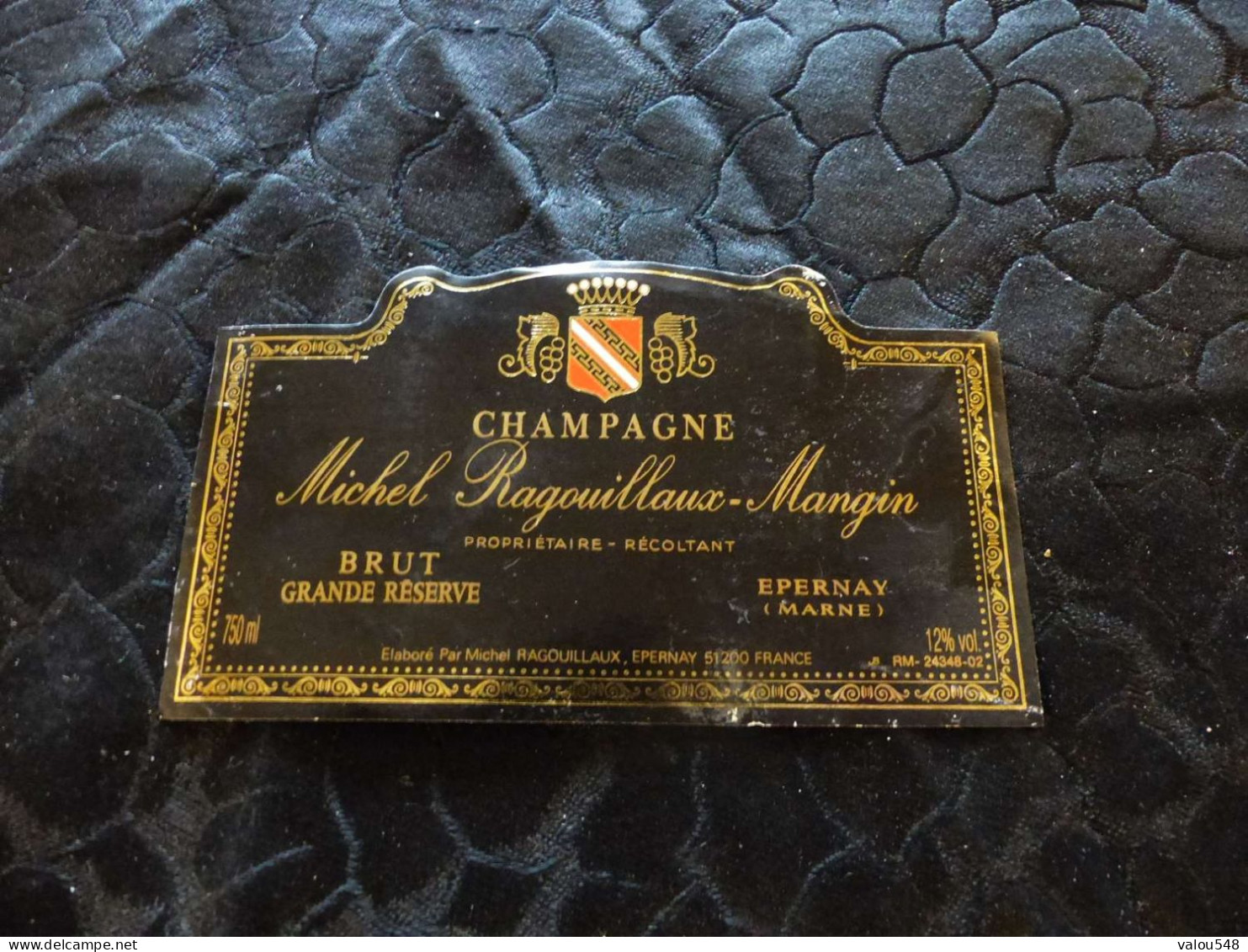 E-1 , Etiquette, Champagne Michel Ragouillaux-Mangin, Epernay - Champagne