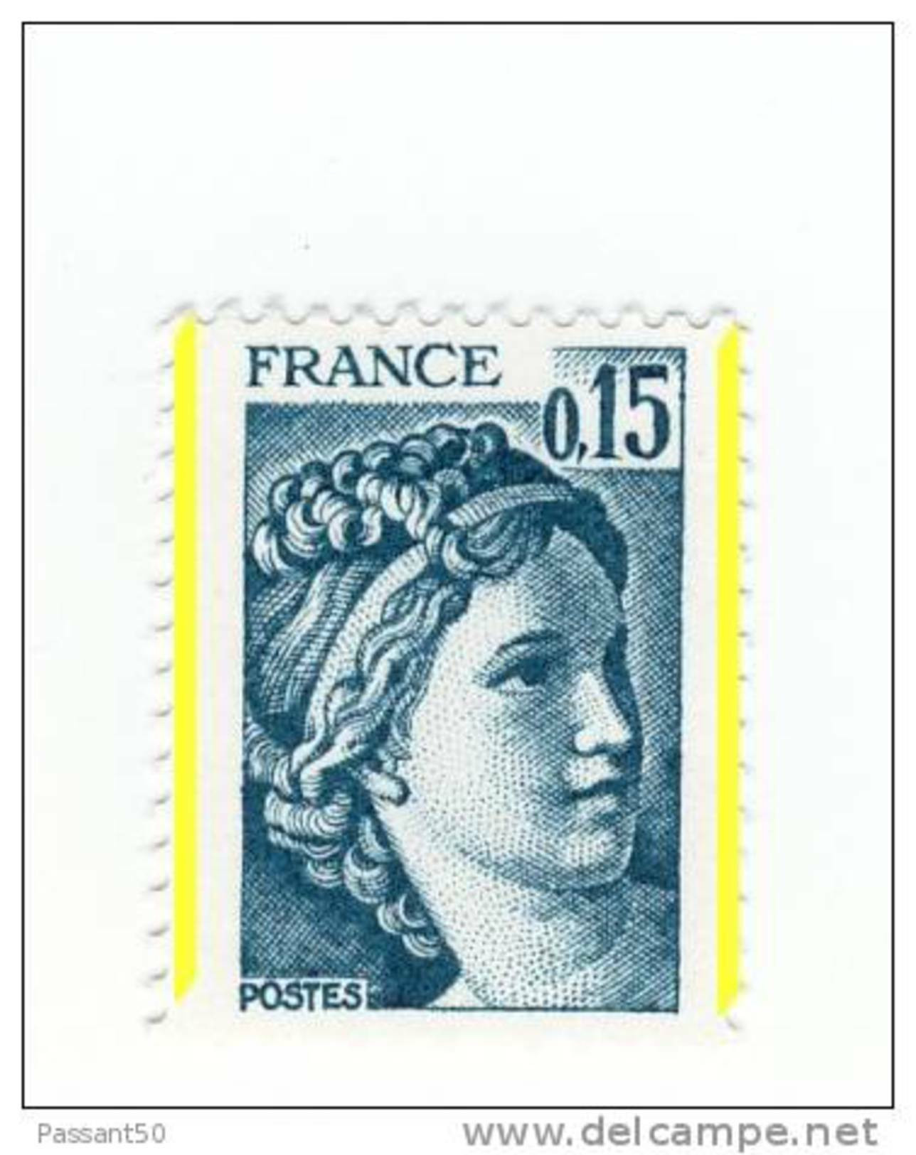 Sabine 0.15fr Bleu Vert YT 1966e Avec Deux Demi-bandes Phospho. Voir Le Scan. Cote YT : 15 €, Maury N° 1966a : 25 €. - Unused Stamps