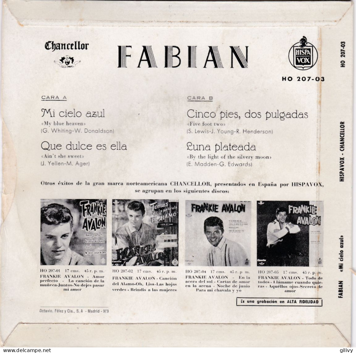 FABIAN : " Mi Cielo Azul "  ( My Blue Heaven) - EP - Rock