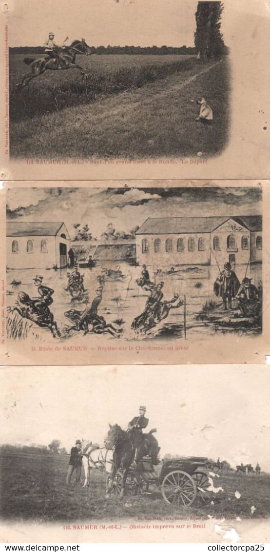 Lot 11 CPA Saumur Cavalerie Saut Lice Chardonnet Colonnel Commandant Ecole Sauteurs Courbette - Saumur