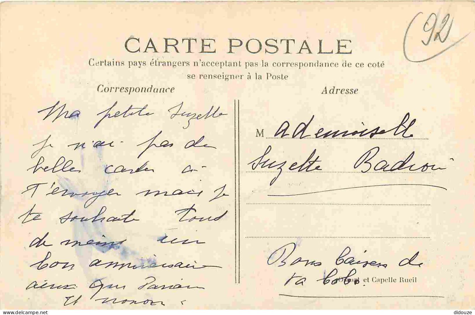 92 - Rueil Malmaison - Le Château Sous L'Empire - Art Dessin - Correspondance - CPA - Voir Scans Recto-Verso - Rueil Malmaison