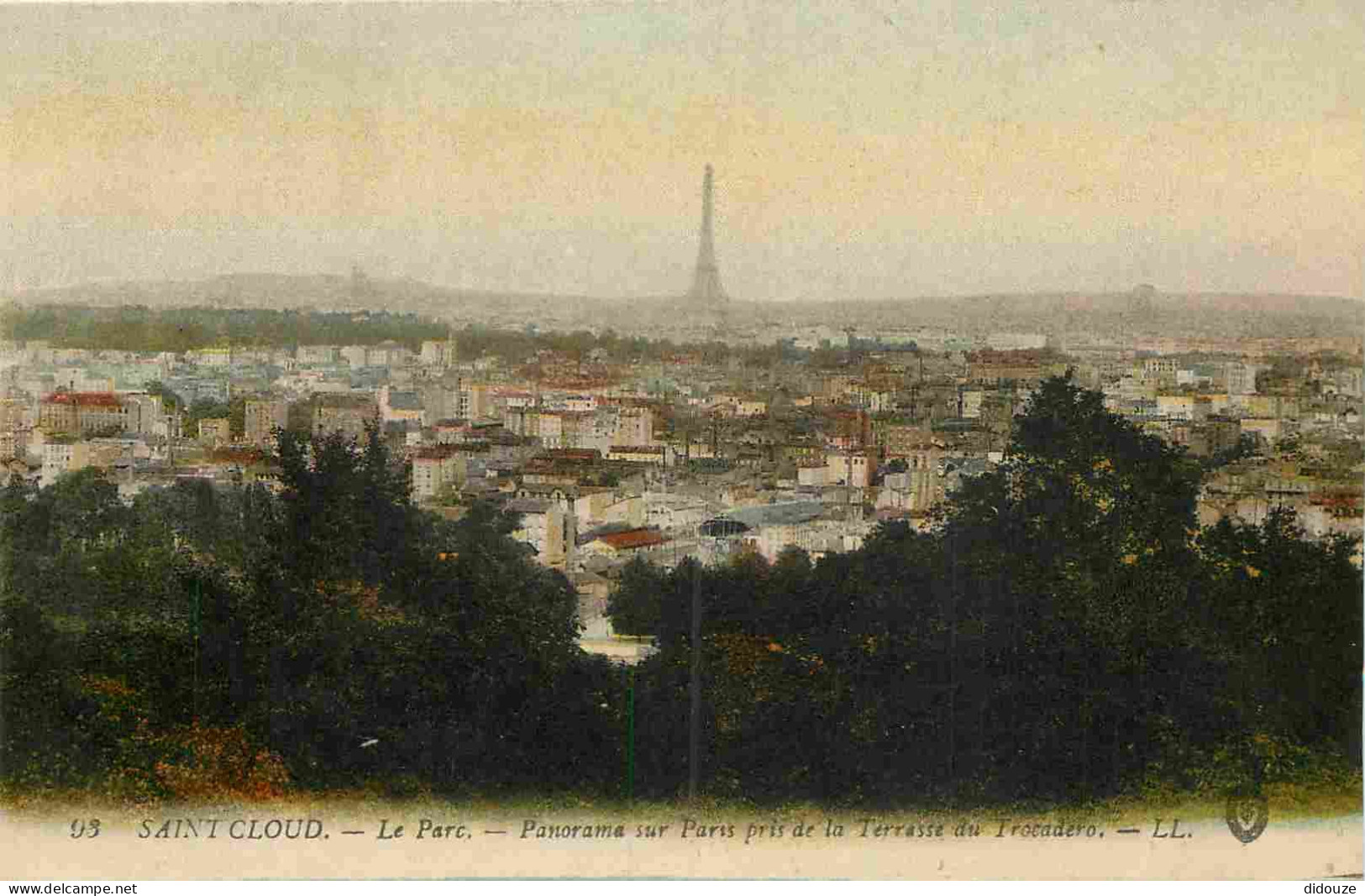 92 - Saint Cloud - Le Parc - Panorama Sur Paris Pris De La Terrasse Du Trocadéro - Colorisée - CPA - Voir Scans Recto-Ve - Saint Cloud