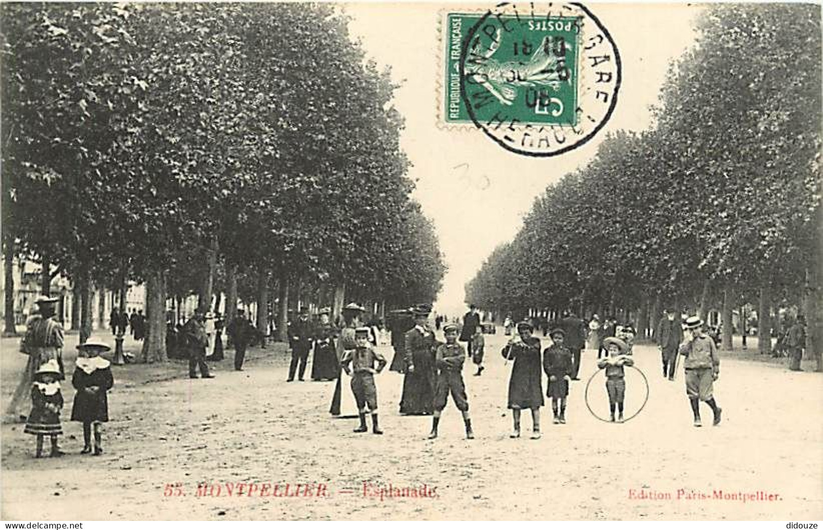 34 - Montpellier - Esplanade - Animée - Oblitération Ronde De 1908 - CPA - Voir Scans Recto-Verso - Montpellier