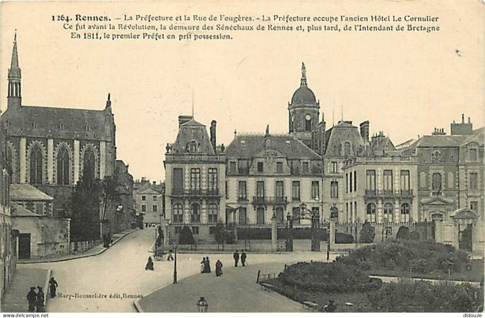 35 - Rennes - La Préfecture Et La Rue De Fougères - Animée - Correspondance - CPA - Voir Scans Recto-Verso - Rennes