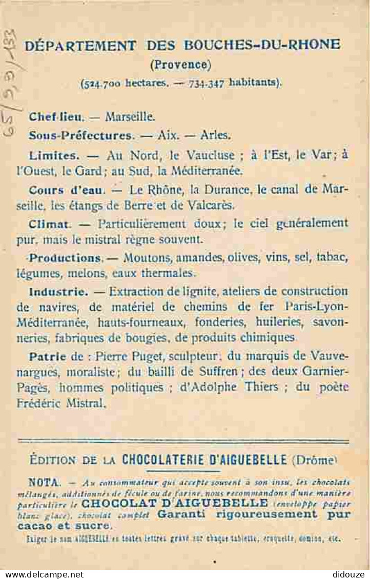 13 - Bouches Du Rhone - Les Départements - Edition De La Cholocaterie D'Aiguebelle - Carte Géographique - CPA - Voir Sca - Sonstige & Ohne Zuordnung