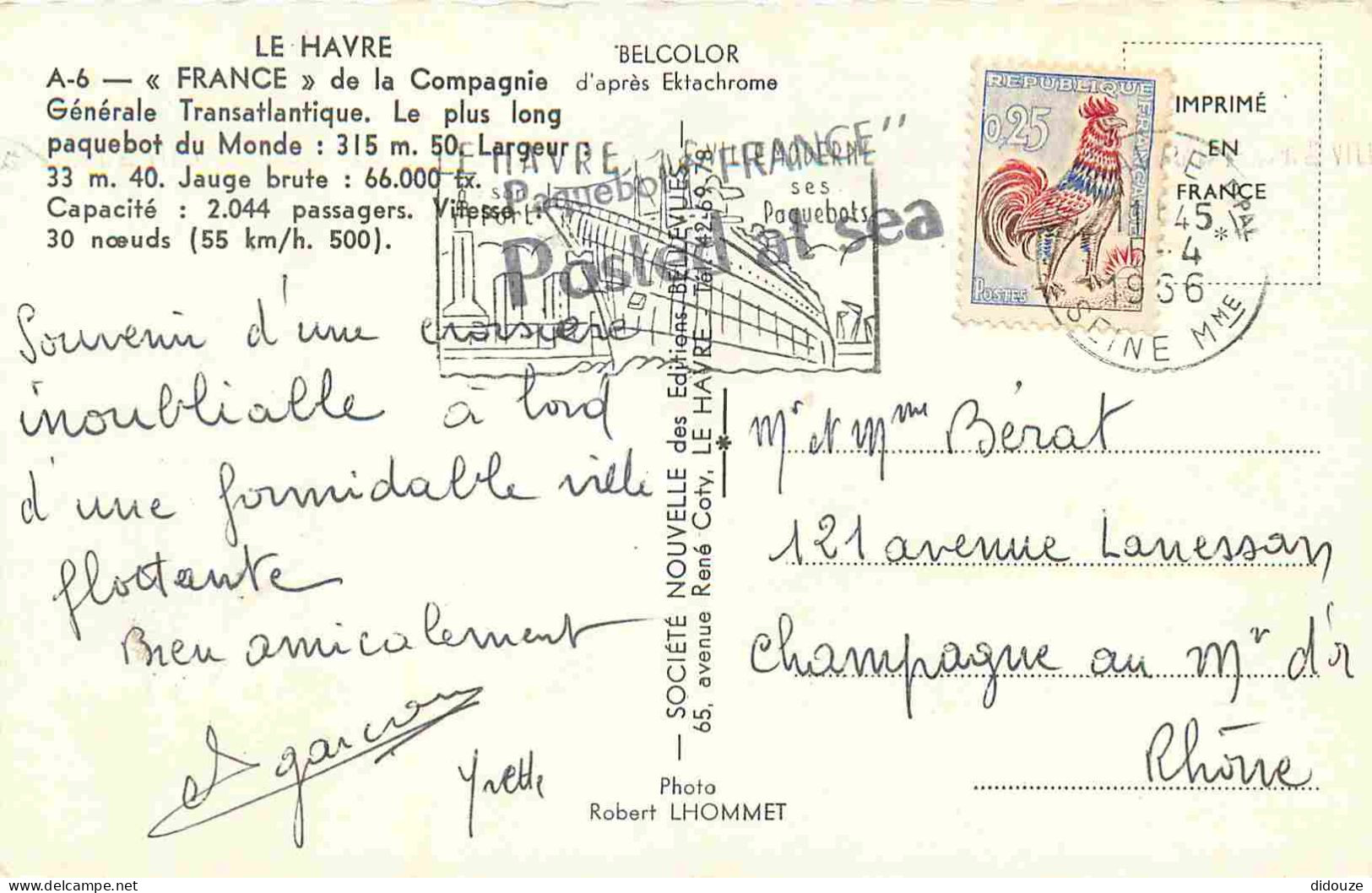 Bateaux - Paquebots - France - Compagnie Générale Transatlantique - Carte Dentelée - CPM Format CPA - Voir Scans Recto-V - Piroscafi