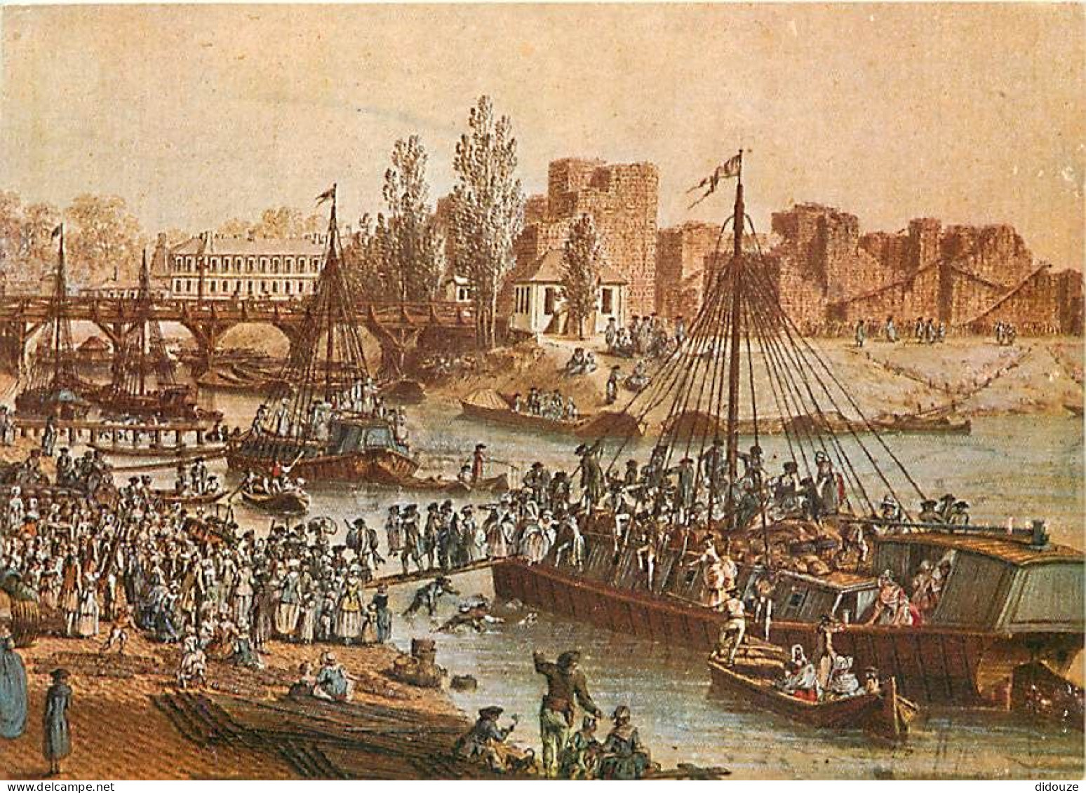 Art - Peinture - Louis Nicolas De Lespinasse - Promenade Au Port St. Paul En 1782 - Einschiffung Zur Spazierfahrt - Walk - Paintings