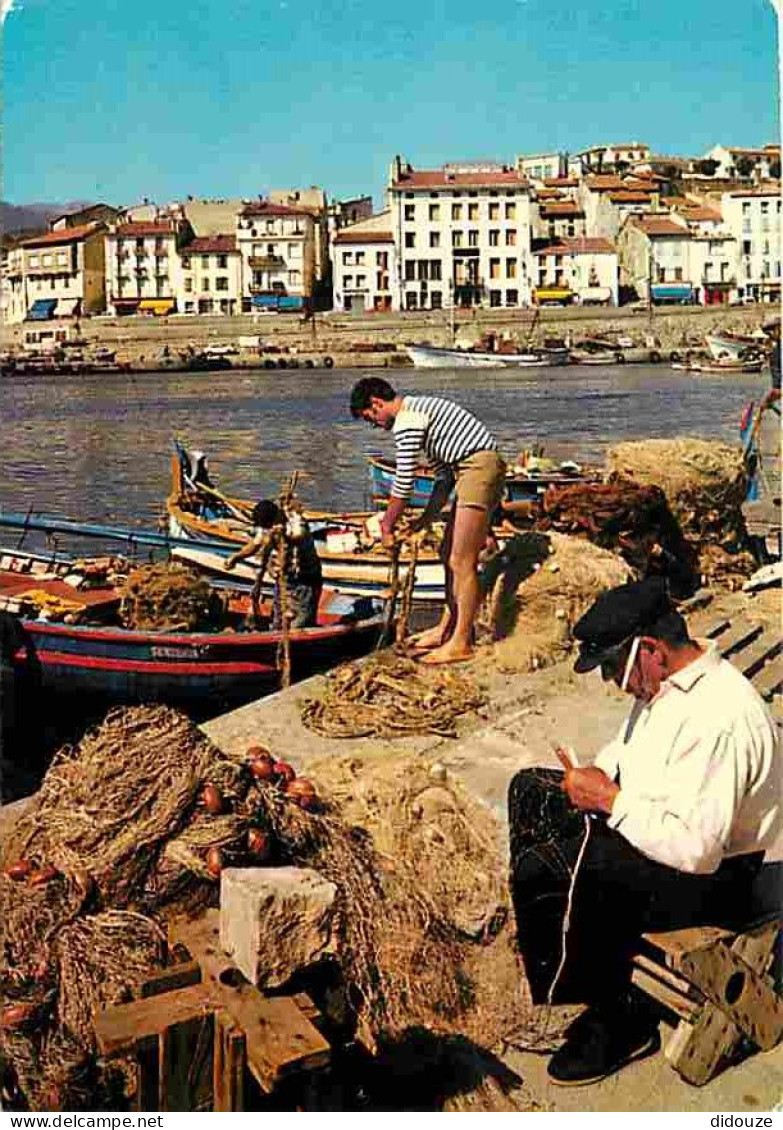 Metiers - Peche - Pecheur - Scènes De Pêche En Méditerranée - Remaillage De Filets Et Bateaux De Pêche à Quai - Carte Ne - Fishing