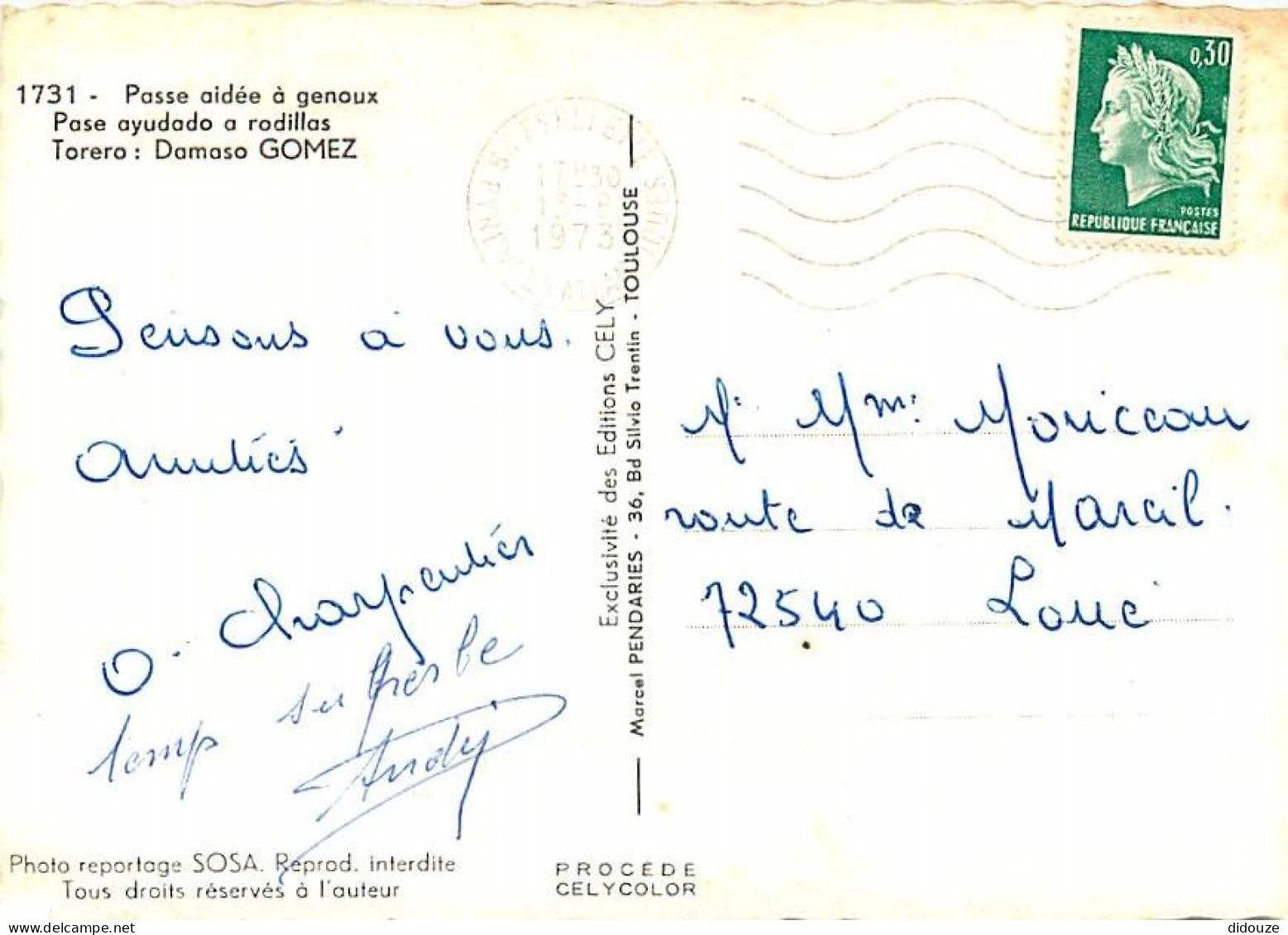 Corrida - Passe Aidée à Genoux - Pose Ayudado A Rodillas - Torero : Damaso Gomez - CPM - Voir Scans Recto-Verso - Corridas