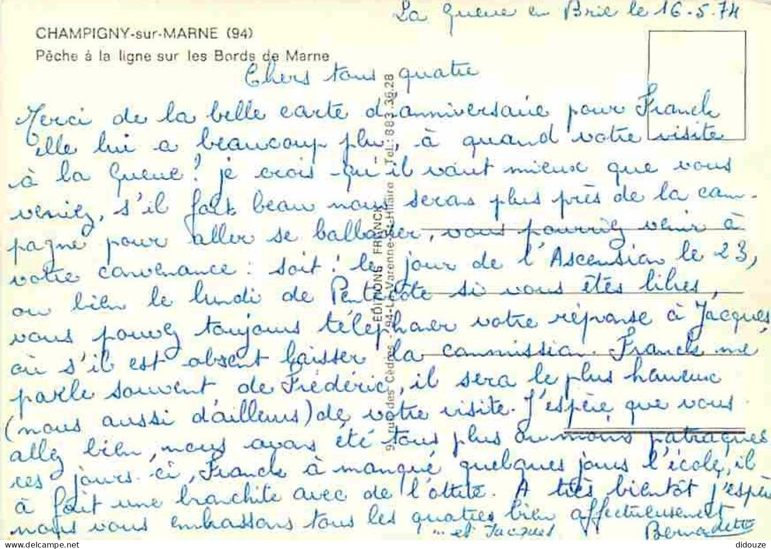 94 - Champigny Sur Marne - Pêche à La Ligne Sur Les Bords De Marne - CPM - Voir Scans Recto-Verso - Champigny Sur Marne