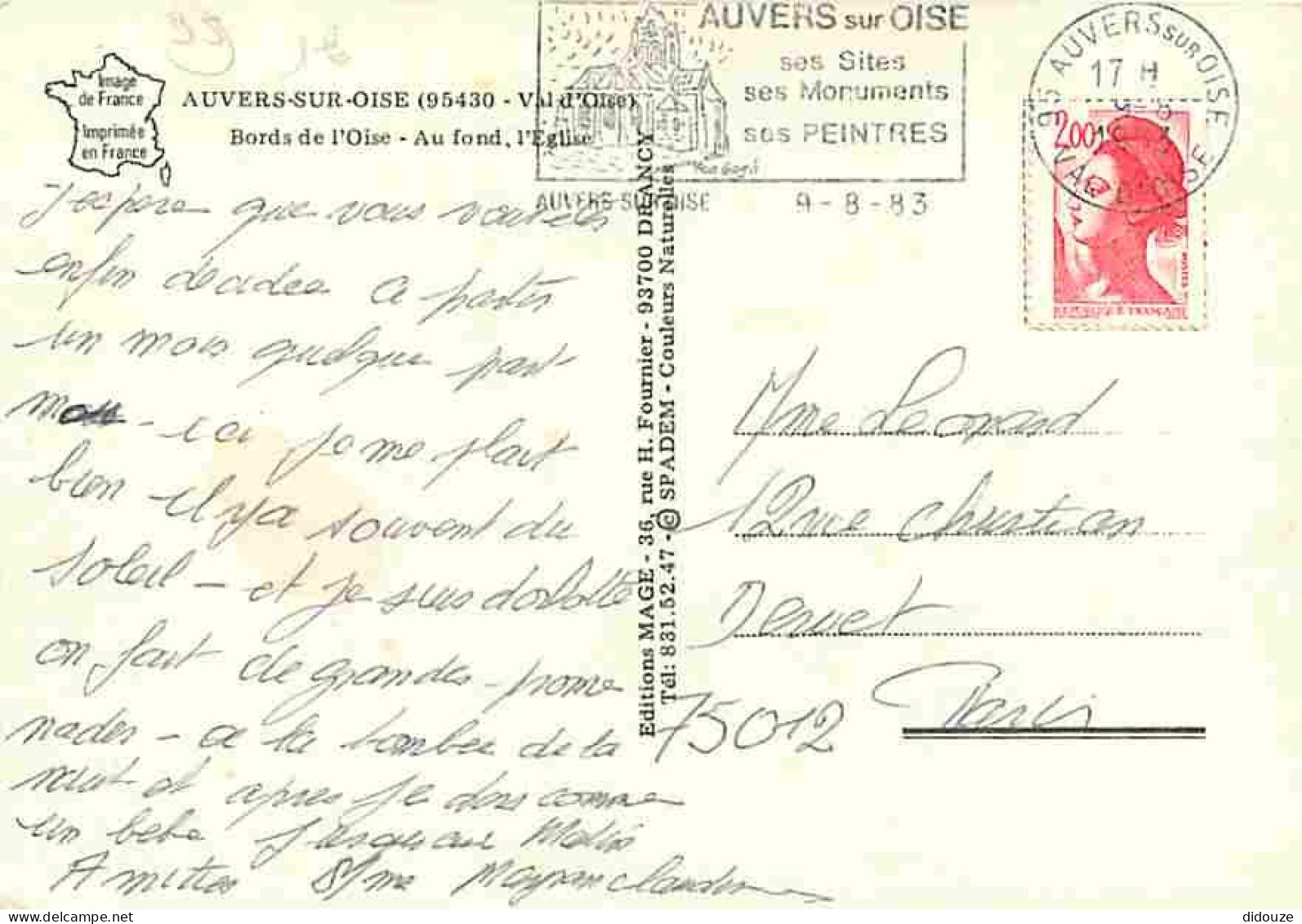 95 - Asnières Sur Oise - Bords De L'Oise - Au Fond L'Eglise - Flamme Postale - CPM - Voir Scans Recto-Verso - Asnières-sur-Oise