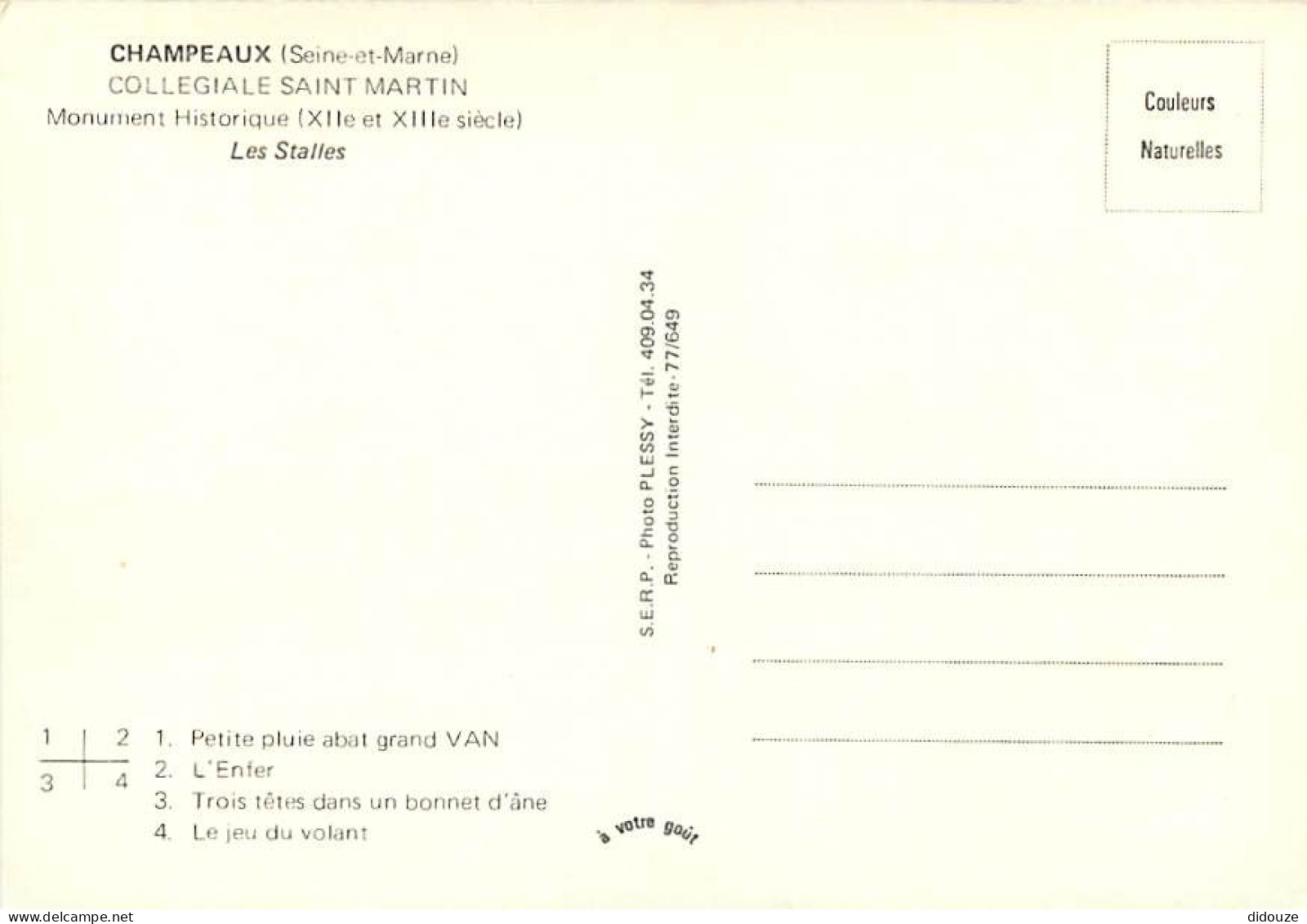 77 - Champeaux - Collégiale Saint Martin - Les Stalles - Multivues - Art Religieux - Carte Neuve - CPM - Voir Scans Rect - Sonstige & Ohne Zuordnung