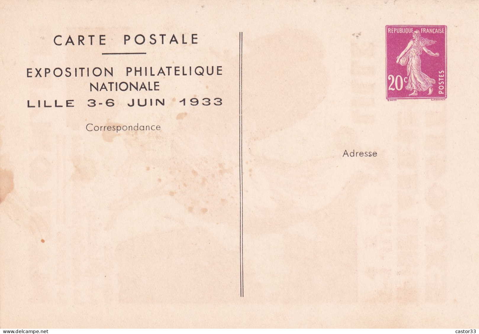 Exposition Philatélique Nationale, Lille Juin 1933 - Other & Unclassified