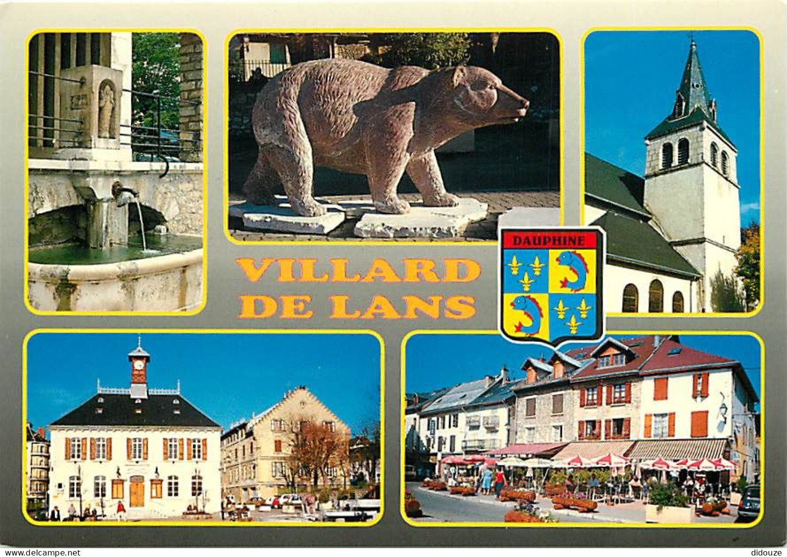 38 - Villard De Lans - Multivues - Sculpture L'Ours Et De La Fontaine De Jean Pierre Filippi - Blasons - Carte Neuve - C - Villard-de-Lans