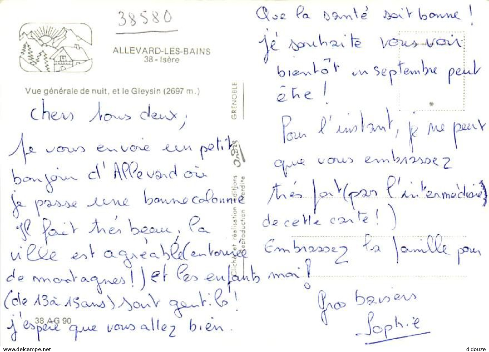 38 - Allevard Les Bains - Vue Générale De Nuit, Et Le Gleysln (2697 M) - CPM - Voir Scans Recto-Verso - Allevard