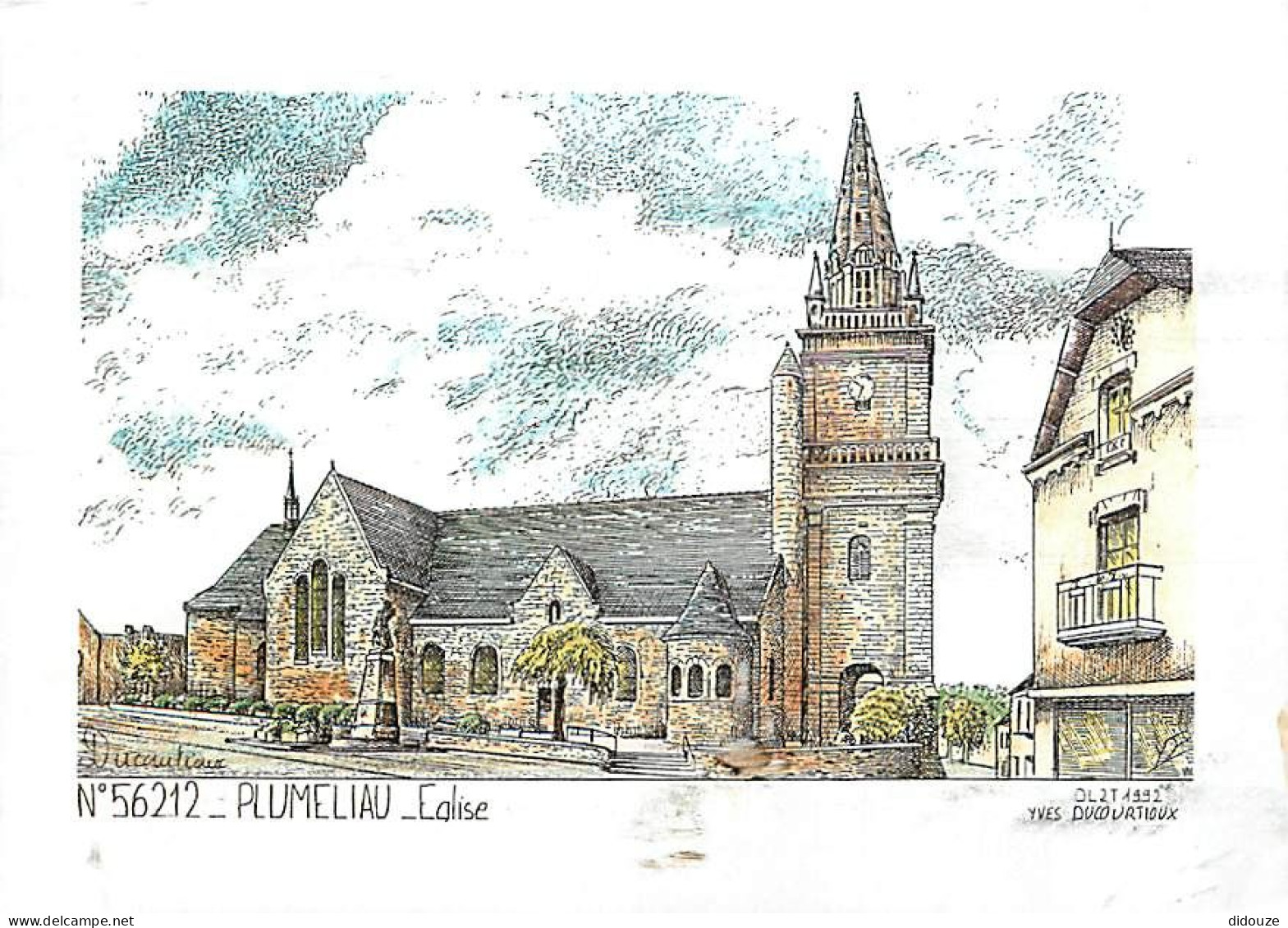 56 - Plumeliau - Eglise - Illustration De Yves Ducourtioux - Art Peinture - CPM - Voir Scans Recto-Verso - Autres & Non Classés