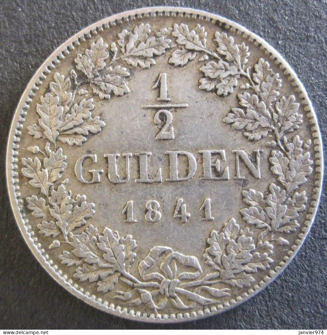 Allemagne. Wurtemberg 1/2 Gulden 1841 Wilhelm I , En Argent , KM# 573 - Small Coins & Other Subdivisions