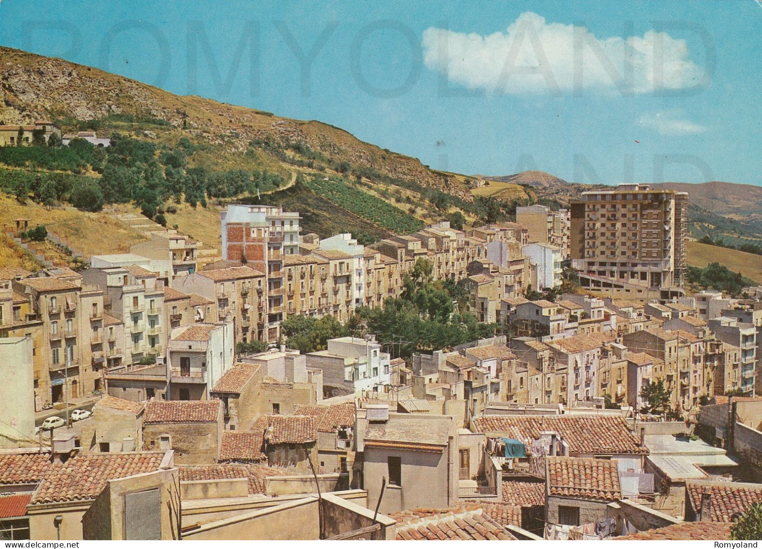 CARTOLINA  C14 SALEMI,TRAPANI,SICILIA-PANORAMA CON VILLA SCIMENI-STORIA,MEMORIA,CULTURA,BELLA ITALIA,VIAGGIATA 1969 - Trapani