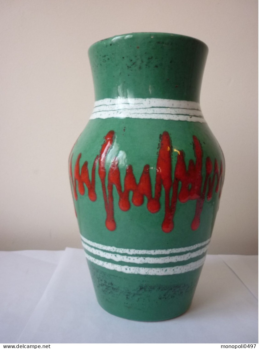 Vase West Germany - Scheurich - Vert Rouge Et Blanc - Autres & Non Classés