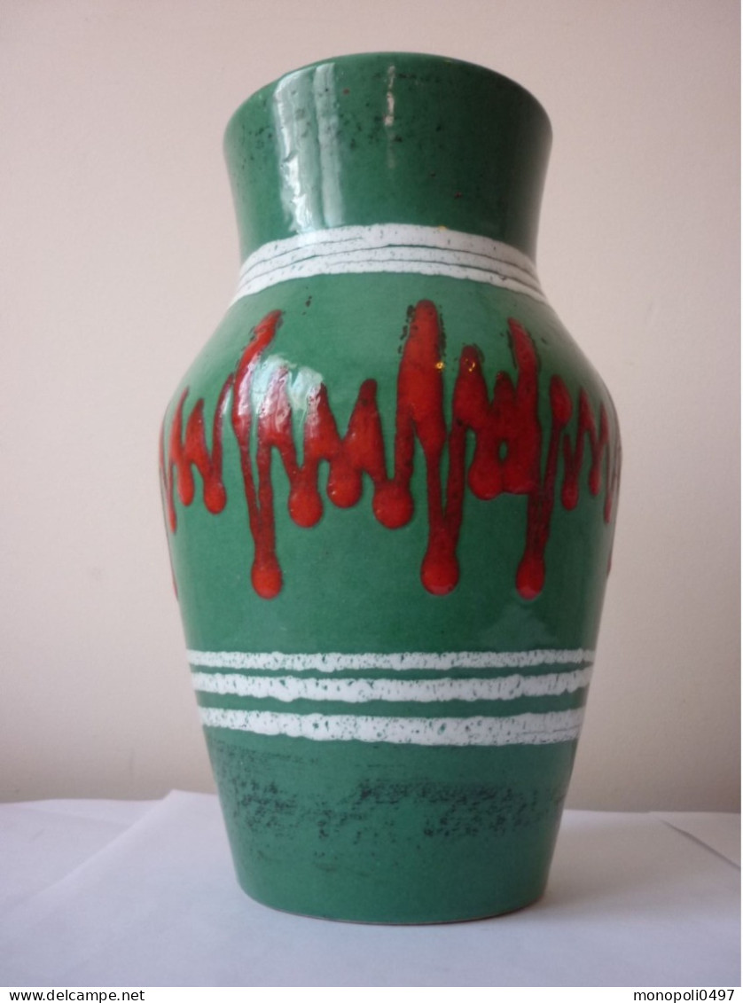 Vase West Germany - Scheurich - Vert Rouge Et Blanc - Sonstige & Ohne Zuordnung