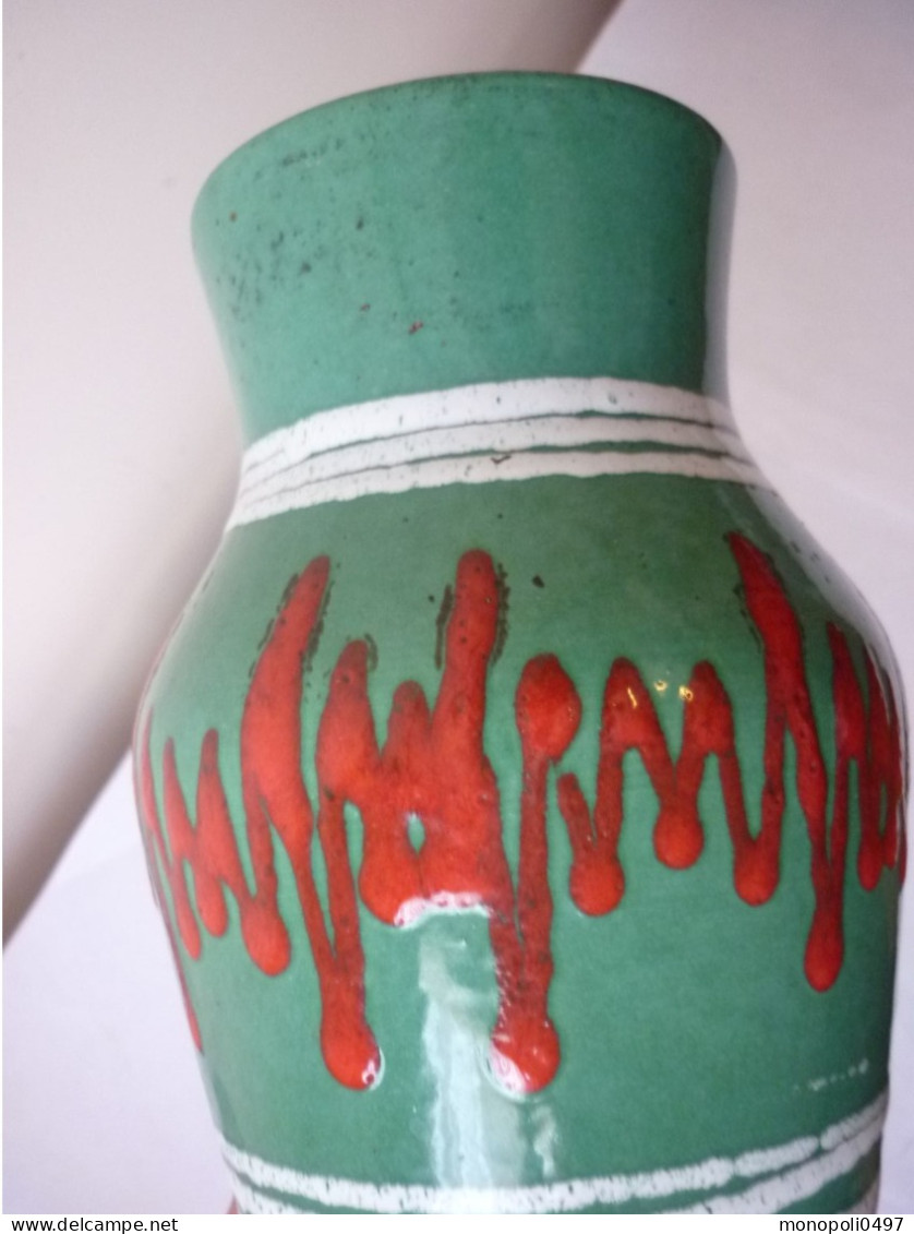 Vase West Germany - Scheurich - vert rouge et blanc