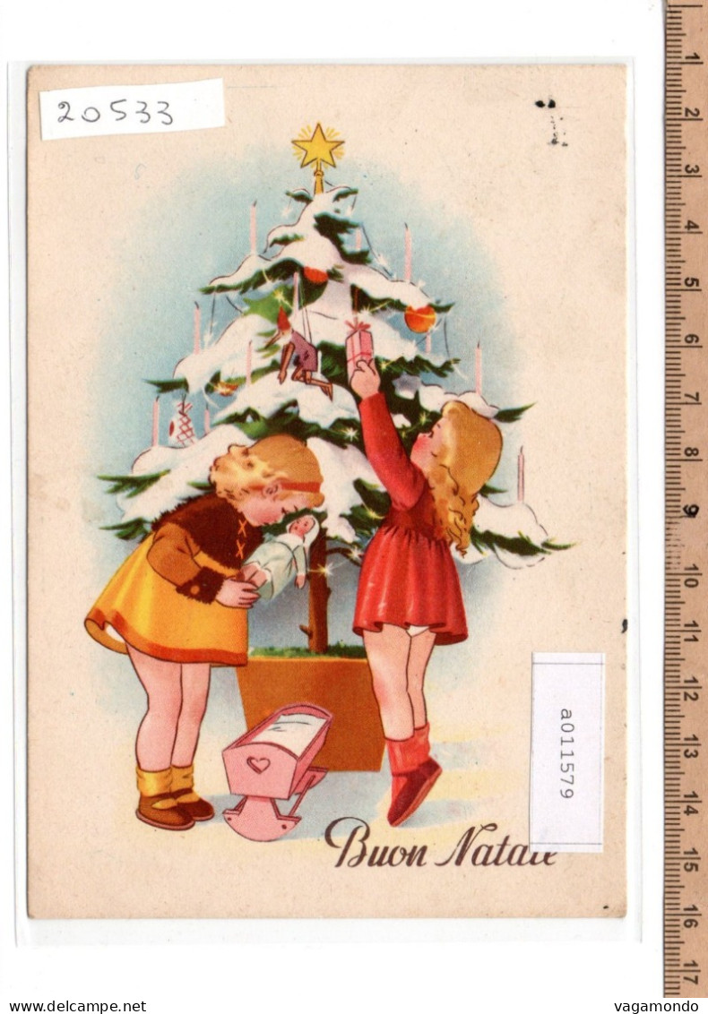 20533    BUON NATALE BAMBINE  CULLA BAMBOLA ALBERO NATALE PINOCCHIO 1952 - Autres & Non Classés