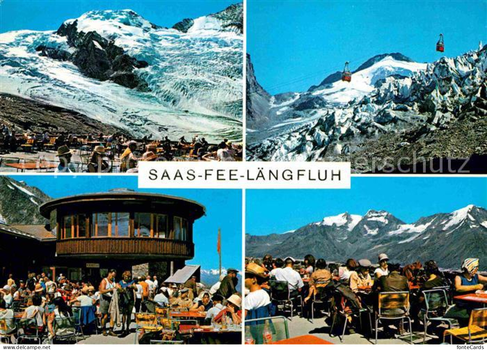 12677037 Saas-Fee Laengfluh Bergsteigerheim Restaurant Terrasse Seilbahn  Saas-F - Sonstige & Ohne Zuordnung