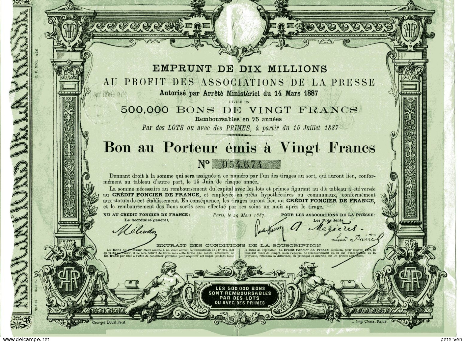 Emprunt De Dix Millions Au PROFIT Des ASSOCIATIONS De La PRESSE (1887) - Industrial