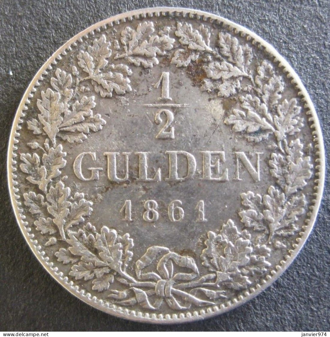 Allemagne. Wurtemberg 1/2 Gulden 1861 Wilhelm I , En Argent , KM# 604 - Small Coins & Other Subdivisions