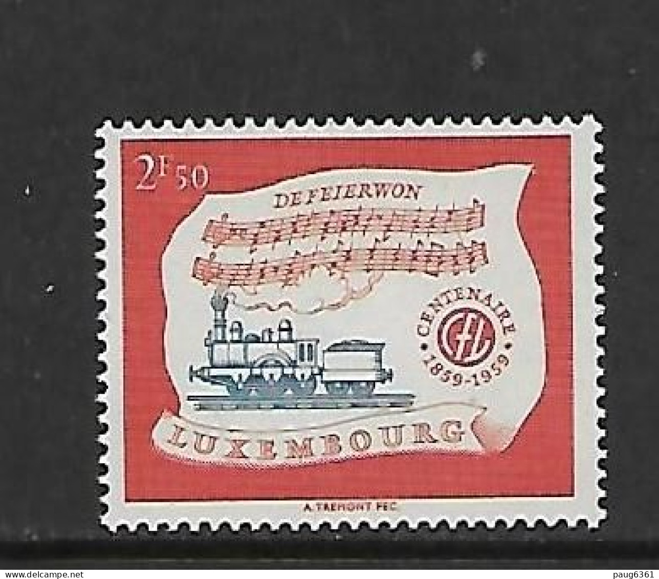 LUXEMBOURG 1956 TRAINS-CENTENAIRE  DES CHEMINS DE FER YVERT N°569 NEUF MNH** - Eisenbahnen