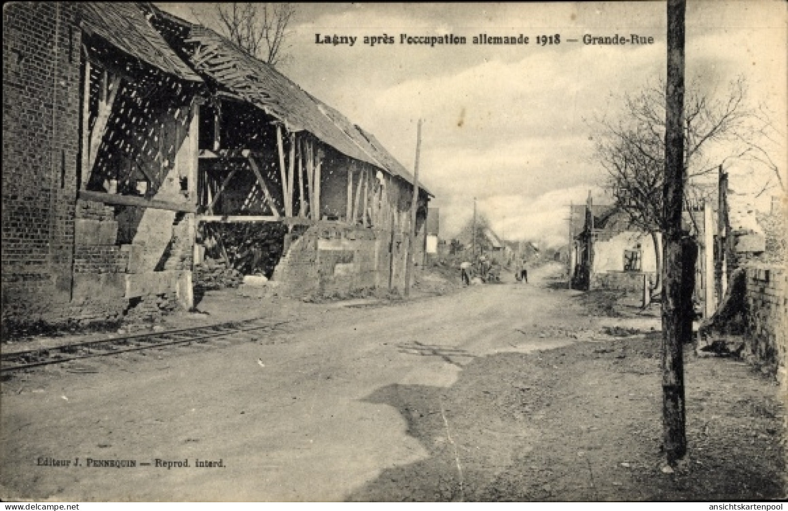 CPA Lagny Seine Et Marne, Nach Der Deutschen Besetzung 1918, Grande Rue - Altri & Non Classificati