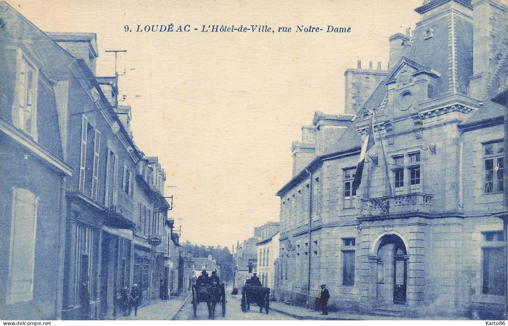 Loudéac * Rue Notre Dame Et L'hôtel De Ville * Villageois Commerces Magasins - Loudéac
