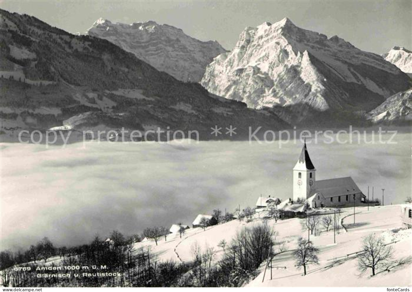 12672287 Amden SG Bergdorf Ueber Dem Walensee Nebelmeer Glaernisch Reutistock Al - Other & Unclassified