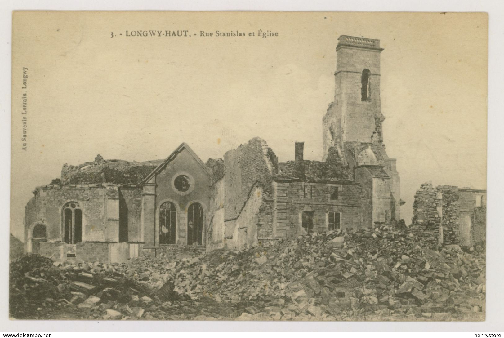 LONGWY-HAUT : Rue Stanislas Et L'Eglise, 1919 - Guerre 14-18 (F7687) - Longwy