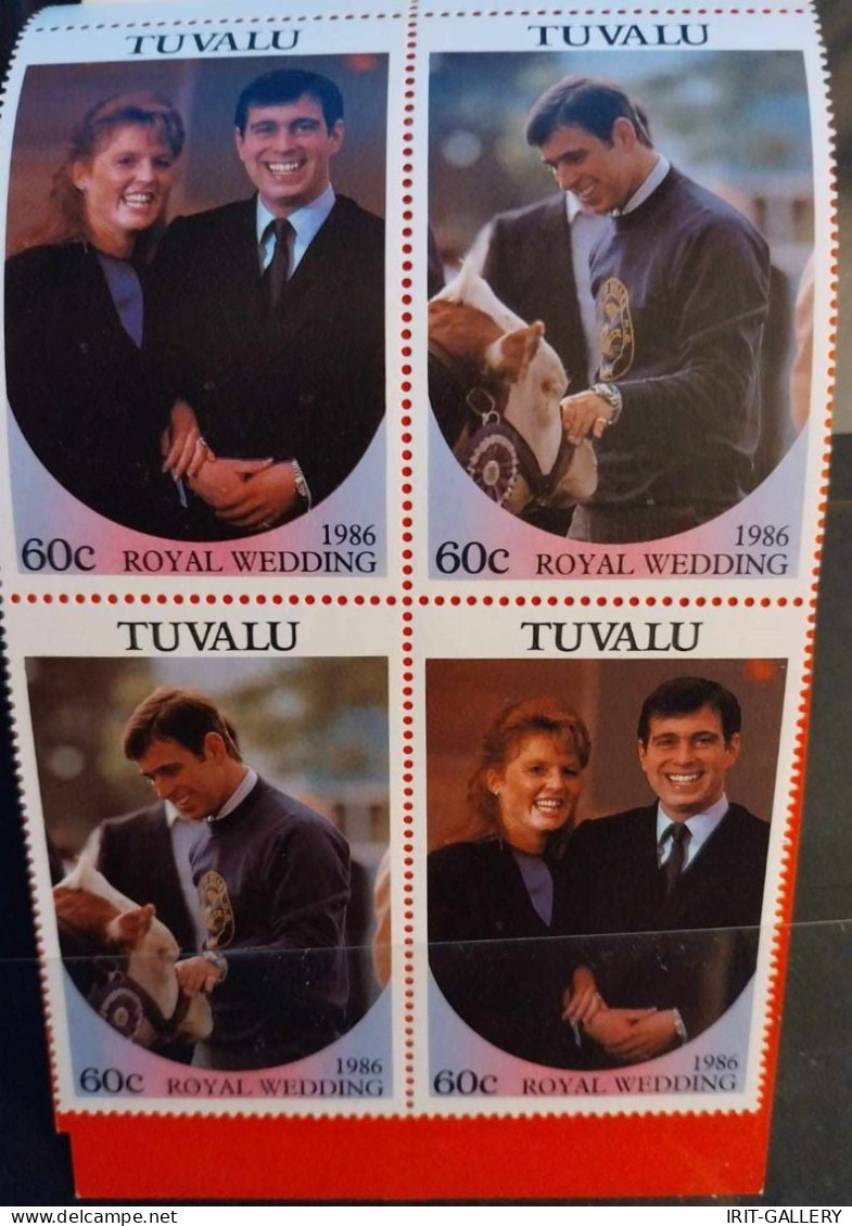 Tuvalu,1986 Royal Wedding Of Prince Andrew And Miss Sarah Ferguson,two Booklets With Blocks Of Four Stamps,Perf & Imperf - Tuvalu